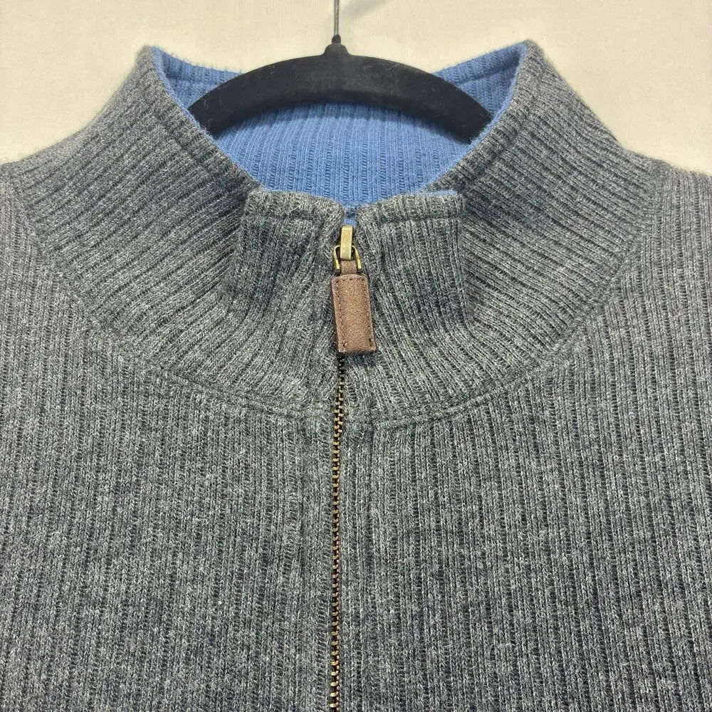 Pendleton Men’s XL Full Zip Vest Gray Ribbed Cotton Sweater Mock Neck